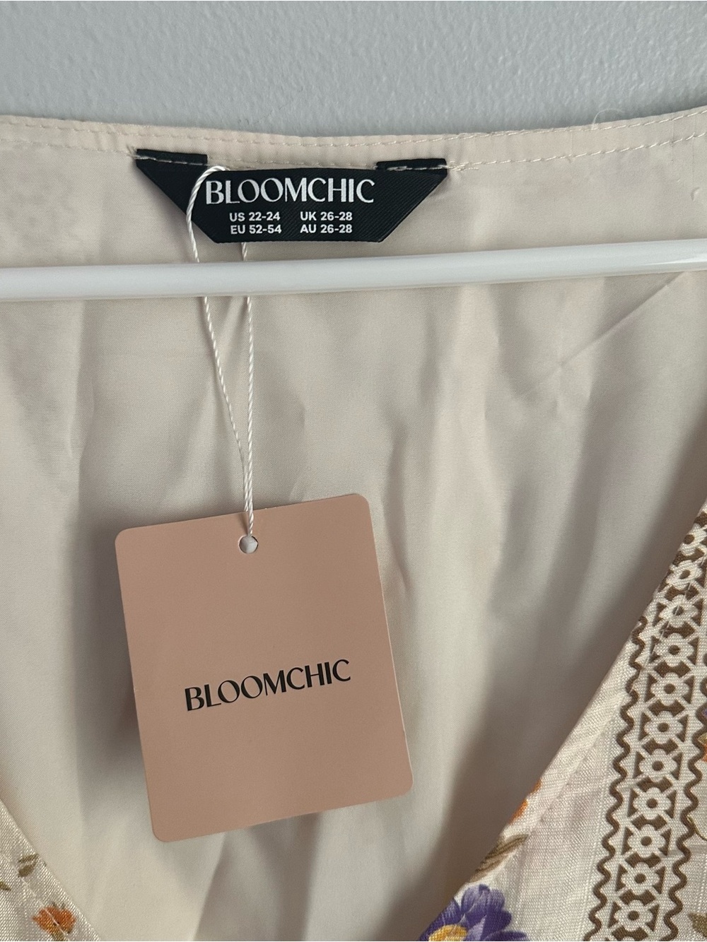 Bloomchic 3x floral cream midi dress 22-24 women’s short sleeve 22/24 nwt - Picture 4 of 10